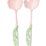 Kip&Co floral salad servers set with wooden handles and colorful floral patterned stainless steel blades.