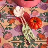 Kip&Co floral salad servers set with wooden handles and colorful floral design, perfect for serving salads in a stylish way.