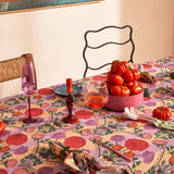 Kip&Co floral salad servers with colorful patterned handles and stainless steel tongs for serving salads.