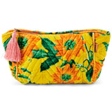 Kip & Co Passiona Velvet Toiletry Bag in vibrant floral print, soft velvet material, with zipper closure and compact accessory design.