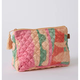 Kip & Co Sun Soaked quilted cotton toiletry purse with colorful pattern, compact bag for toiletries and travel essentials.