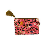Kip&Co velvet cosmetics purse in Canopy Rose, featuring soft fabric and compact design for storing makeup essentials.