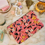 Kip&Co velvet cosmetics purse in Canopy Rose with a soft, plush fabric and compact design for makeup storage.