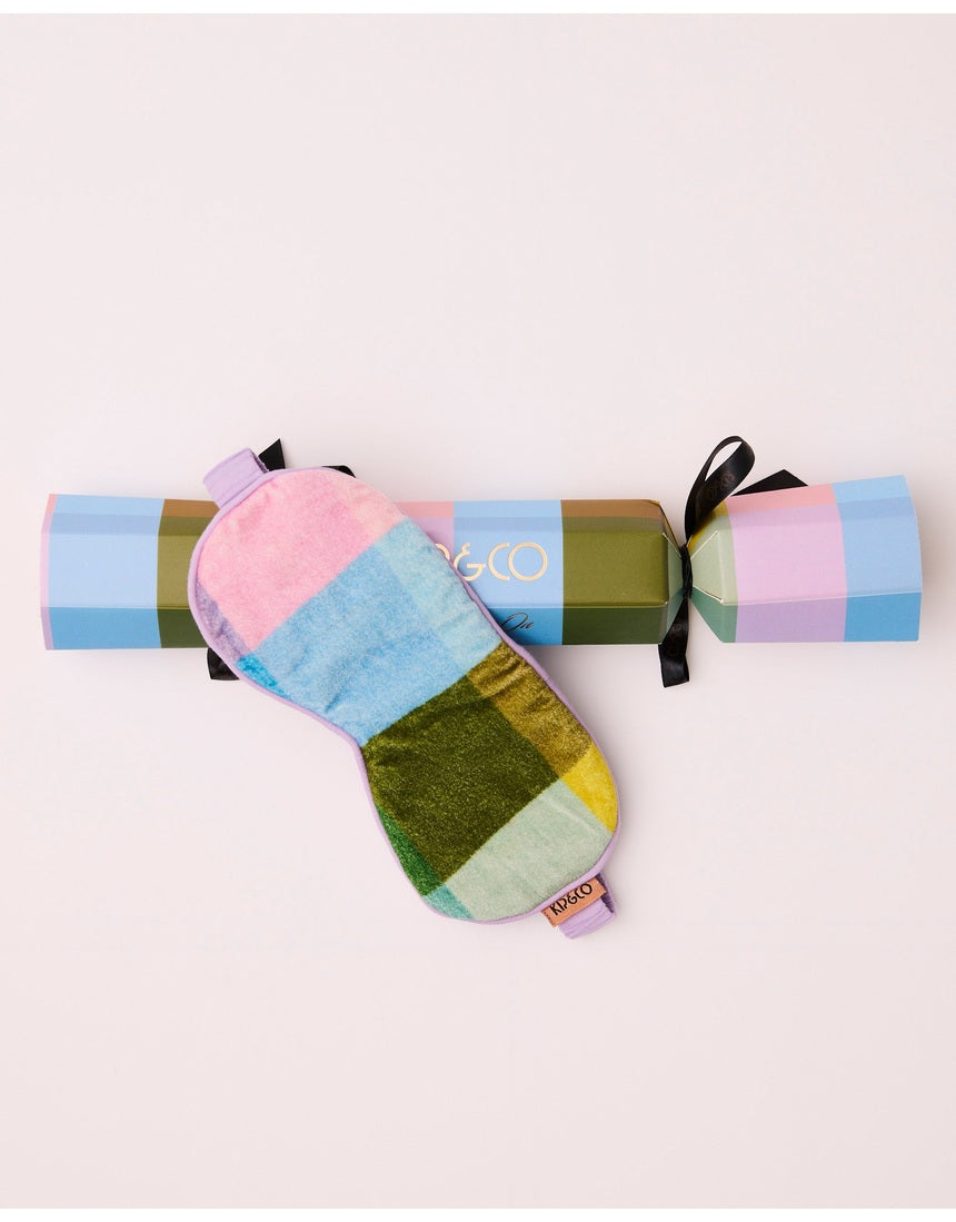 Kip & Co Christmas Slumber velvet bon bon eye mask 4-piece set in festive colors