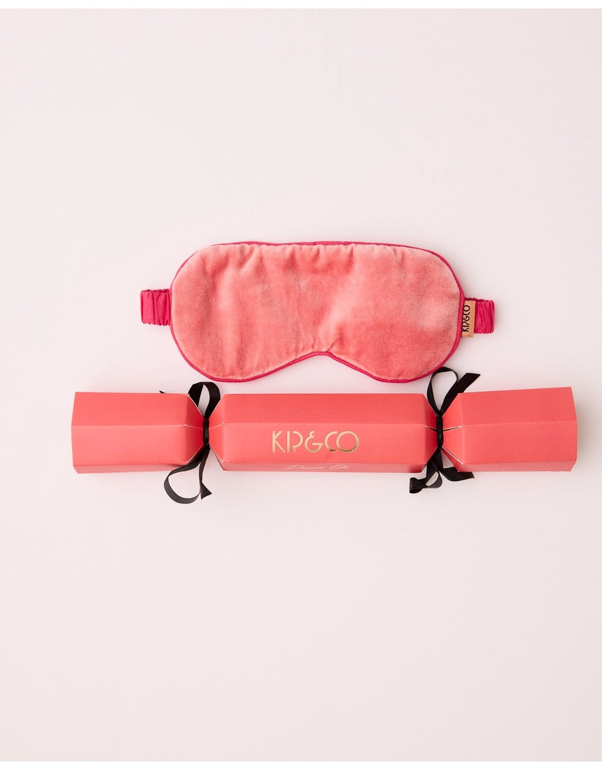 Kip & Co Christmas Slumber velvet bon bon eye mask 4-piece set in festive colors