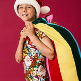 Kip & Co Rainbow Joy velvet Santa sack with colorful rainbow design and festive holiday detail
