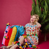 Kip & Co Rainbow Joy velvet Santa sack with colorful rainbow design for Christmas decorations