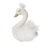 Lily & George Sylvie Swan Rattle in soft pastel colors, featuring a plush swan design for babies and young children.
