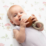 Living Textiles Acorn Teething Ring Rattle for babies, featuring whimsical Wonderland design, soft, safe, and easy to hold.
