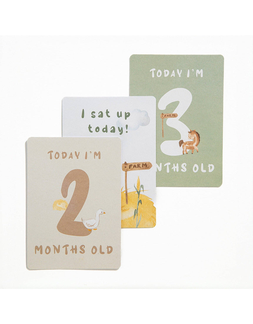Living Textiles Baby Milestone Cards featuring a tractor ride design, perfect for capturing baby's special moments.