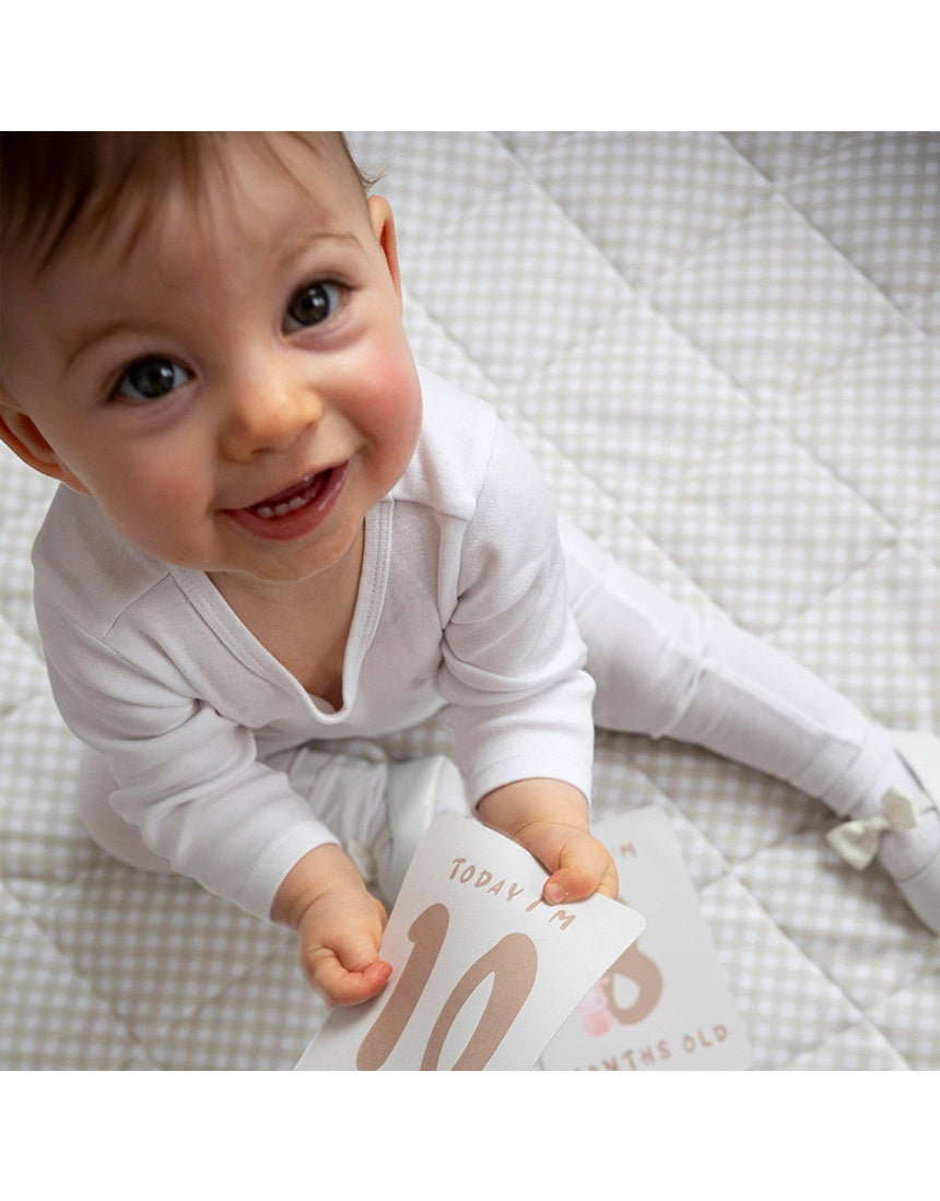 Living Textiles Baby Milestone Cards featuring a tractor ride design, perfect for capturing baby's special moments.