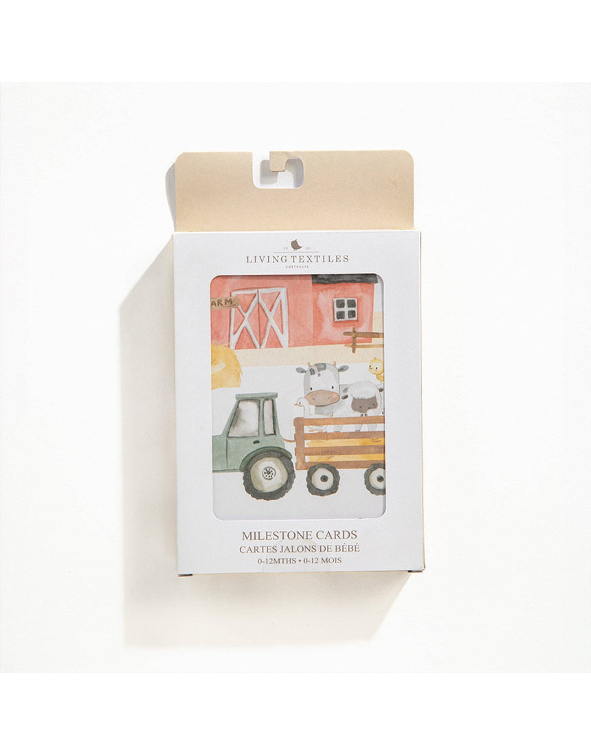 Living Textiles Baby Milestone Cards featuring a tractor ride design, perfect for capturing baby's special moments.