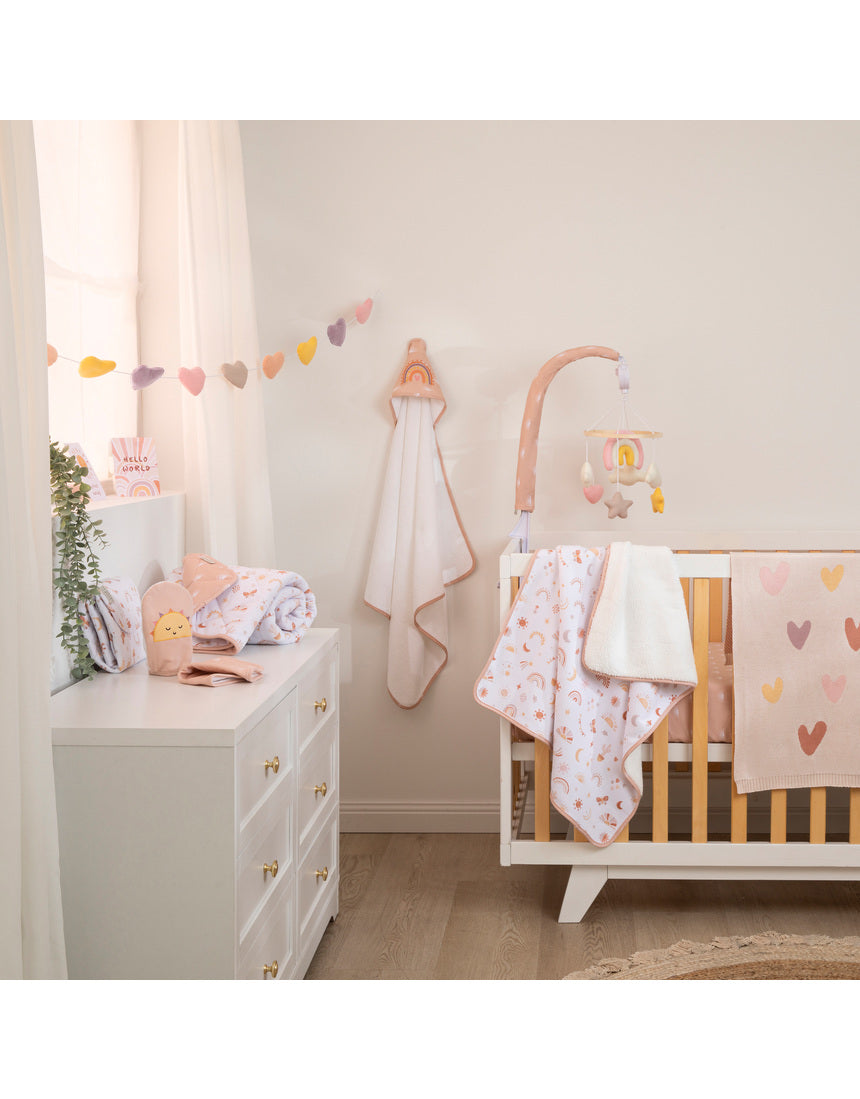 Living Textiles felt heart bunting with bohemian design, perfect nursery decor featuring colorful felt hearts on a string.