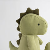 Living Textiles large linen toy Dennis the Dinosaur, soft plush toy in natural linen fabric, featuring dinosaur details.
