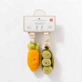 Living Textiles mini market stroller toys set with colorful carrot and green peas plush toys for pram or stroller.