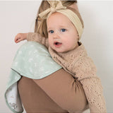 Living Textiles organic burp cloths 2-pack featuring Australiana design, soft cotton fabric ideal for baby feeding and burping.