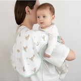 Living Textiles organic burp cloths 2-pack with Australiana print, soft cotton fabric ideal for baby care.