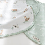 Living Textiles Organic Burp Cloths 2 Pack featuring Australiana-inspired patterns, soft cotton fabric for gentle baby care.
