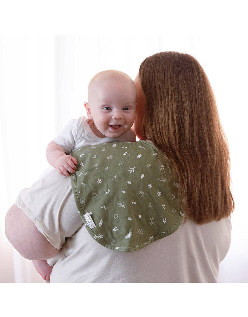 Living Textiles Organic Burp Cloths 2 Pack featuring fox and friends design, soft and absorbent baby burp cloths for gentle use.