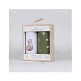 Living Textiles organic burp cloths 2-pack featuring cute fox and friends design, soft and absorbent for baby care.