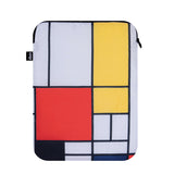 isAlbi Mondrian Composition laptop sleeve with colorful geometric design, slim protective case for laptops.