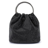 Olga Berg Mabel black crystal-top handle bag with elegant black leather and crystal accents for stylish occasions.