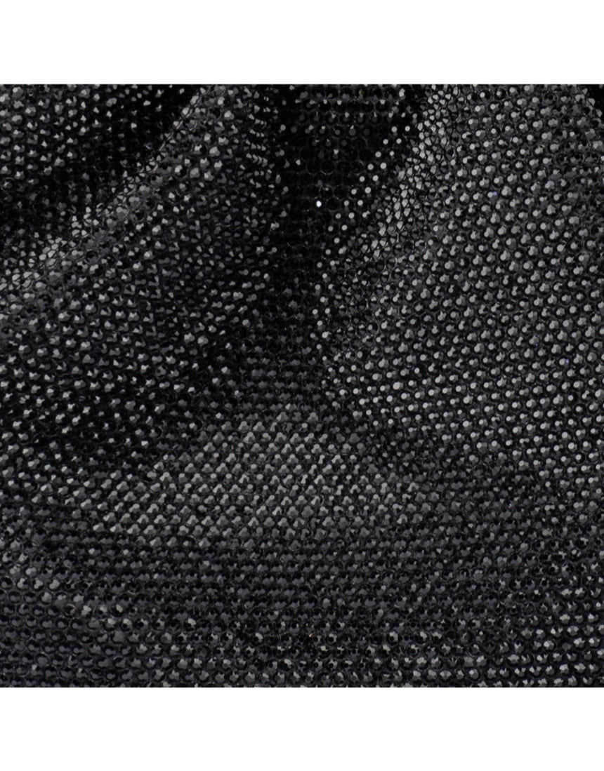 Olga Berg Mabel crystal top handle black bag with clear crystal accents and elegant design.