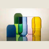 Maho Happi Pill Fairy Floss glassware featuring colorful, playful designs with the product name visible on the pill-shaped glass.