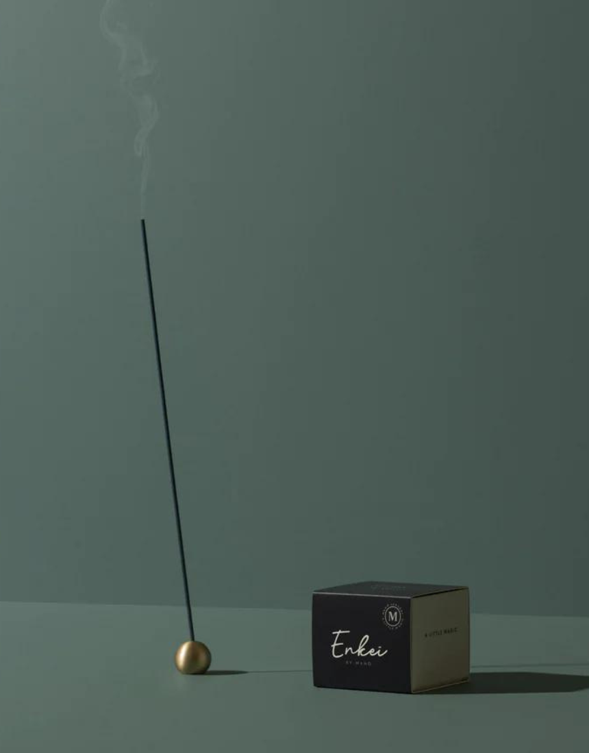 Maho Enkei incense burner holder with intricate design, crafted from metal, suitable for holding incense sticks or cones.
