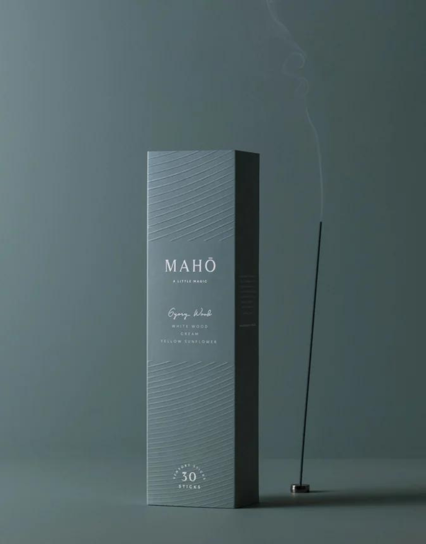 Maho Gypsy Wood Incense sticks in a box, featuring natural wood packaging and traditional incense design.