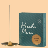 Maho Hoseki Mari yellow jade incense burner holder with intricate design and smooth finish, showcasing elegant craftsmanship.