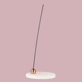 Maho Hoseki Sara rose quartz incense burner holder with smooth, polished surface and elegant design for burning incense sticks.