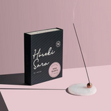 Maho Hoseki Sara rose quartz incense burner holder with smooth polished surface and elegant design for burning incense sticks.