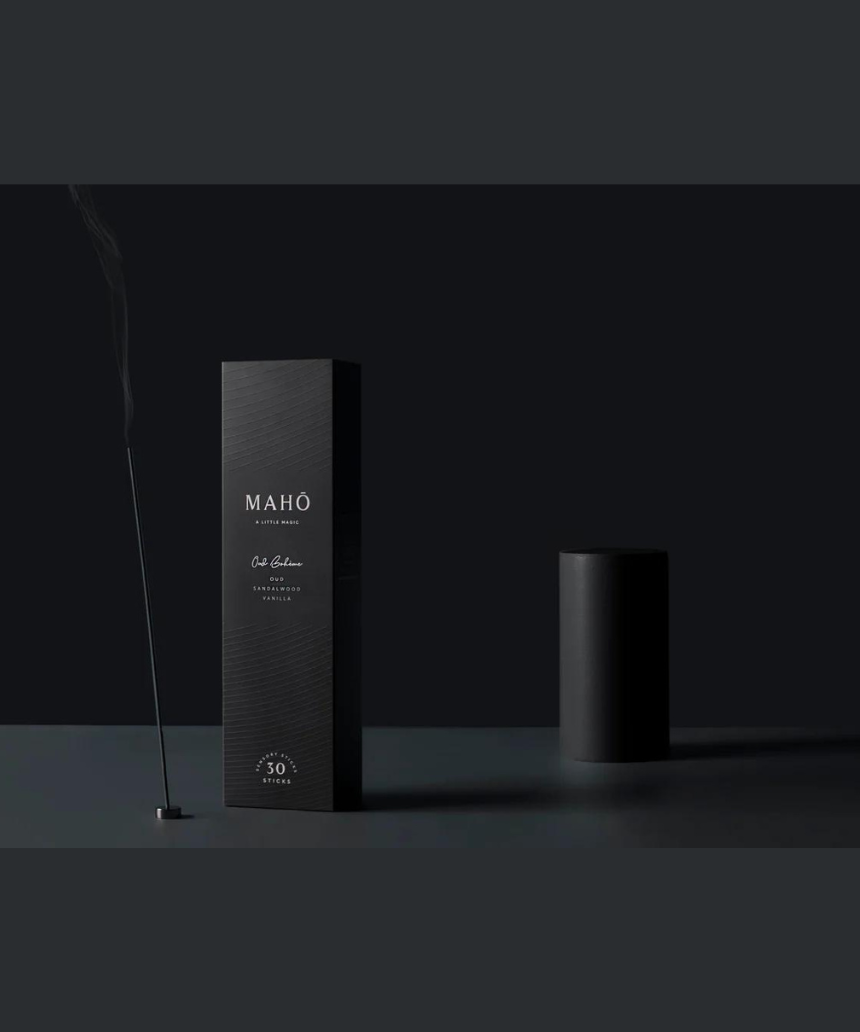 Maho Oud Boheme Incense sticks with elegant packaging, showcasing the aromatic incense product with a dark and stylish design.