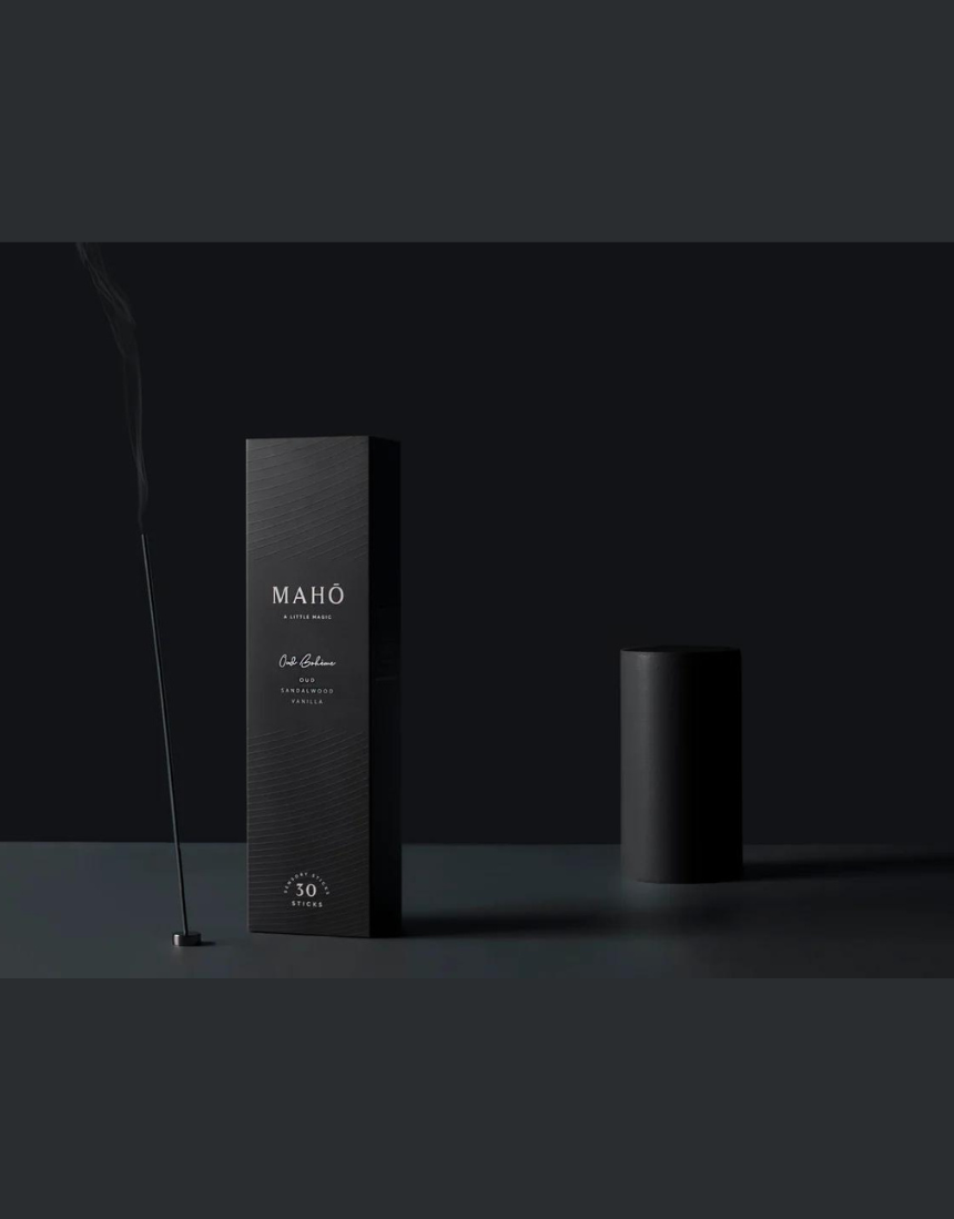Maho Oud Boheme Incense sticks with elegant packaging, showcasing the aromatic incense product with a dark and stylish design.