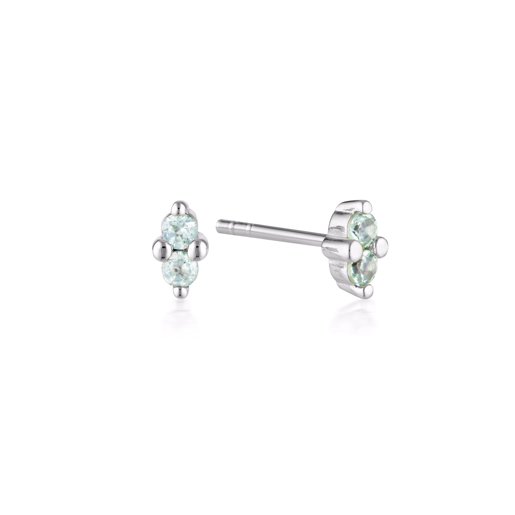 Linda Tahija March birthstone stud earrings featuring aquamarine gemstones set in silver.