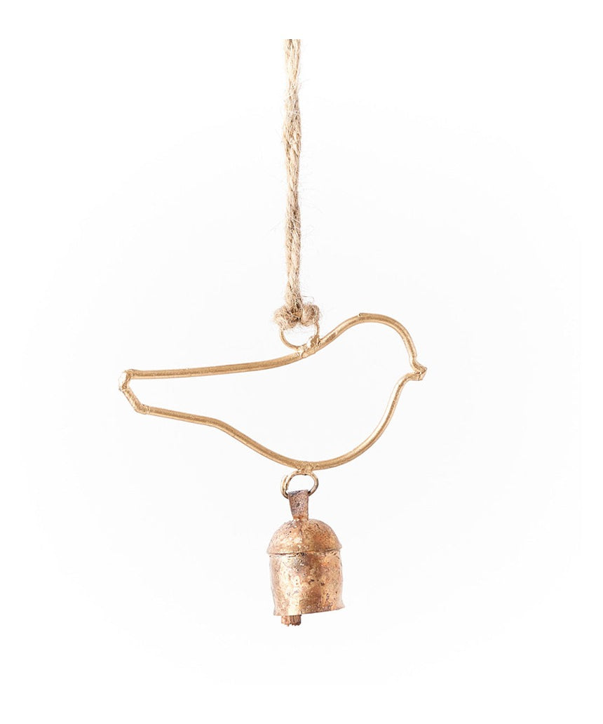 Matr Boomie Air Element Bird Bell Wind Chime with metal and wooden components hanging outdoors