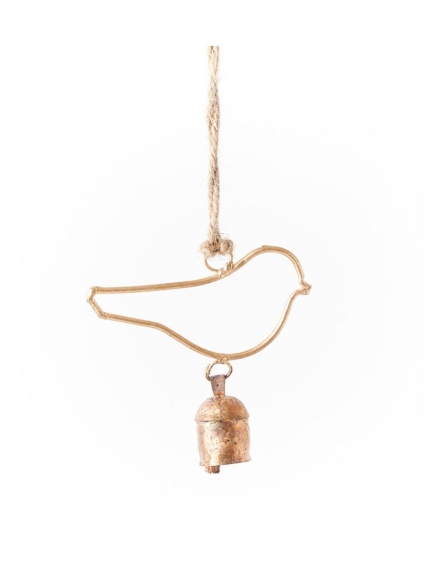 Matr Boomie Air Element Bird Bell Wind Chime with metal and wooden components hanging outdoors