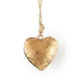 Matr Boomie Alaya Heart Wind Chime with metal and wooden accents hanging with bells and decorative heart design.