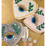 Colorful Matr Boomie Manku beaded heart coin purse with intricate beadwork and compact design, perfect for storing small essentials.