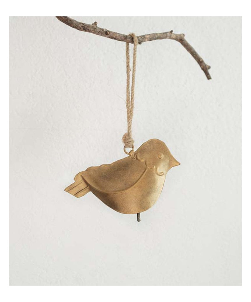 Rustic Mitra Songbird decorative bell by Matr Boomie, featuring detailed metalwork and a vintage, artisanal design.
