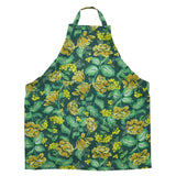 Sage x Clare Margot linen apron with adjustable straps and floral pattern, designed for cooking and baking.