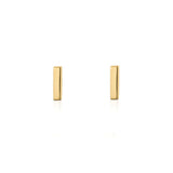 Gold mini bar stud earrings by Linda Tahija, small rectangular metal studs with a sleek, minimalist design.