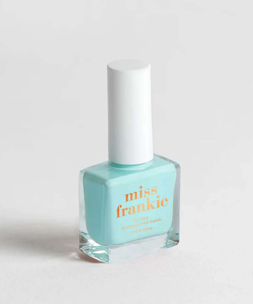 Miss Frankie Mint To Be nail polish in a mint green shade, shown in a close-up image of the bottle with a white background.