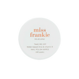 Miss Frankie Take Me Off nail polish bottle with white cap and clear glass showcasing the polish inside.