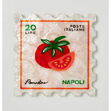 Jones & Co Pomodoro Stamp wall decor featuring a vintage-inspired red and white ceramic stamp design for rustic style.