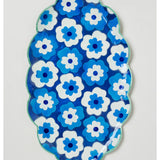Jones & Co Poppy Blue Tray with floral pattern, rectangular shape, and vibrant blue and white design for decorative or serving use.