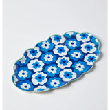 Jones & Co Poppy Blue Tray featuring a vibrant floral design on a ceramic surface, perfect for serving or decorative use.