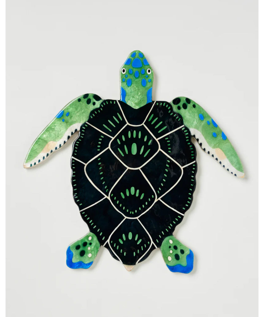 Jones & Co Beach Club Turtle wall decor in vibrant green, featuring a detailed turtle design for coastal-themed interior decoration.