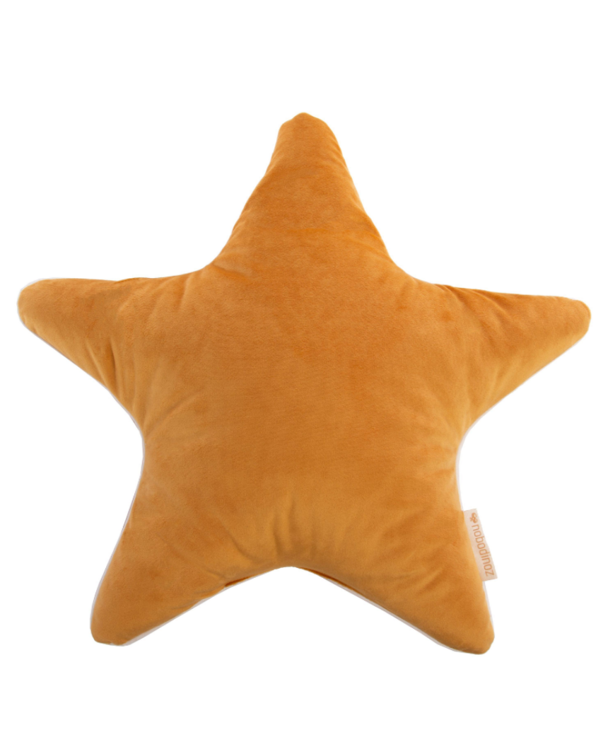 Nobodinoz Aristote Star Velvet Cushion in Bloom Pink, 40x40 cm, soft velvet fabric with star design for cozy home decor